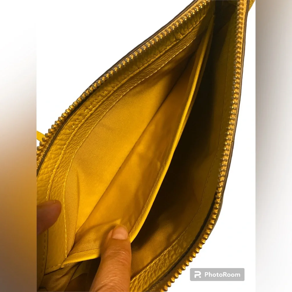 Tory Burch Mercer Pebbled Leather Crossbody Bag Yellow Mustard
